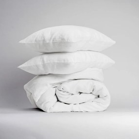 Predĺžené biele obliečky na dvojlôžko s prímesou ľanu 200x220 cm – Linen Tales