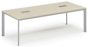 Stôl INVITATION 2400 x 1200 x 740, breza + 2x stolná zásuvka TYP II, strieborná