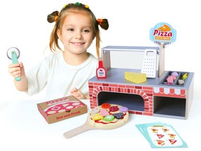 EcoToys Drevená pizza na krájanie s príslušenstvom