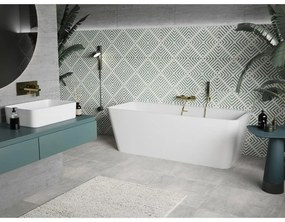 Mexen Volta, voľne stojaca nástenna vaňa 170 x 75 cm, biela, zlatý matný prepad, 51131707500-55