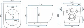 Závesná WC misa so SoftClose sedadlom REA MARTIN SLIM RIMLESS, biela