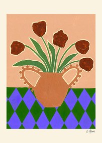 Moikka Plagát Red Tulips by Carla Llanos 21x29,7 (A4)