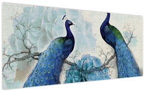 Obraz - Pávy s textúrami (120x50 cm)