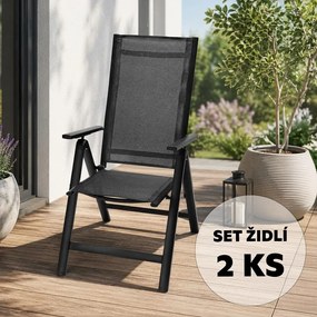 Set 2 ks hliníkových polohovacích kresiel Avenberg ISLA, čierna