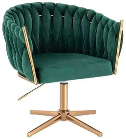 LuxuryForm DESIGN Stolička NORDEN VELUR na zlatom kríži - zelená