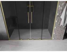 Mexen Velar L Duo, posuvné sprchové dvere do otvoru 170 cm, 8mm šedé sklo, zlatá matná, 871-170-003-42-55