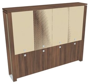 Vysoká skriňa Verno+ S 260 x 46 x 210 cm, kombinované dvere, orech / vanilka