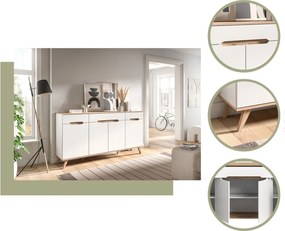 Televizna skrinka Scandi, biela/dub nox