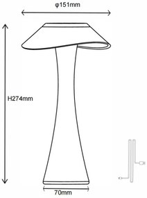 Globo 21025A-LED Stm. nab. stol. lampa AMBRA LED/2,5W/3,7V 2700K/4500K/6500K zl