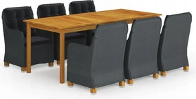 vidaXL 7-dielna záhradná jedálenská súprava tmavosivá