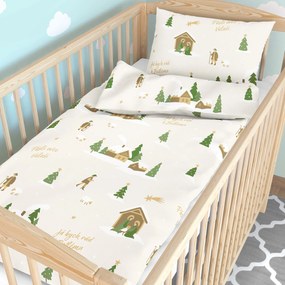 Goldea vianočné detské bavlnené obliečky do postieľky - pásli ovce valaši 90 x 120 a 40 x 60 cm