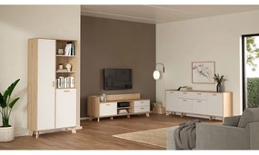 Biela/v prírodnej farbe komoda v dekore duba 196x73x39 cm Ikast – Tvilum