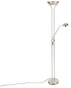 Oceľová stojaca lampa s lampou na čítanie vrátane stmievateľného LED v Kelvinoch - Diva