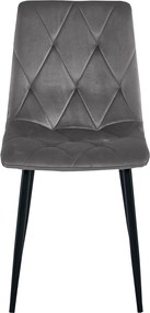 AKCIA Tmavosivá zamatová jedálenská stolička LIBRA s čiernymi nohami II. akosť