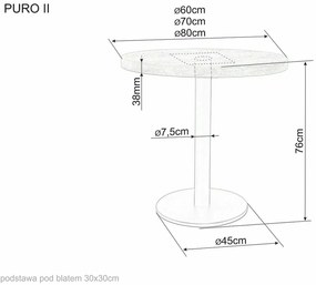 Čierny jedálenský stôl s dubovou doskou PURO II fi 80