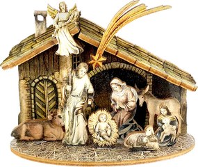 AMADEA Drevený skladací betlehem 3D 7 cm