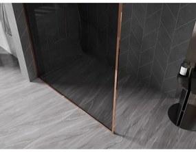 Mexen Kioto-F, sprchová zástena s rámom 80 x 202 cm, 8 mm šedé sklo, profil ružové zlato, 800-080-104-60-40
