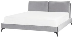 Zamatová posteľ 180 x 200 cm sivá MELLE Beliani