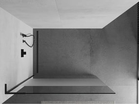 Mexen Kioto L, sprchová zástena Walk-In 100 x 200 cm, 8mm číre sklo-námraza, čierny profil, 800-100-103-70-35