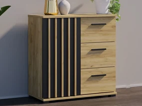 Dubová komoda 80 cm so zásuvkami a úchytkami