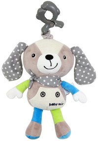 Detská plyšová hračka s hracím strojčekom a klipom Baby Mix Psíček béžový