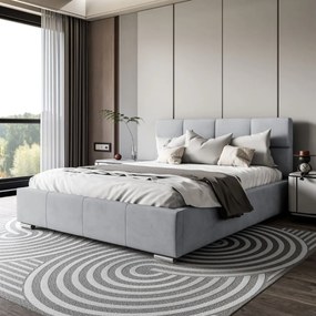 LUISI 180X200 ČALÚNENÁ MANŽELSKÁ POSTEĽ SIVÁ LÁTKA S ÚLOŽNÝM PRIESTOROM