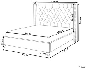 Zamatová posteľ 160 x 200 cm sivá LUBBON Beliani