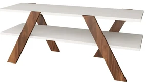 Biely/prírodný TV stolík v dekore orecha 120x33 cm Basic - Kalune Design