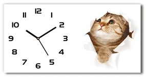 Vodorovné Moderné sklenené hodiny na stenu Mačka pl_zsp_60x30_f_52539481
