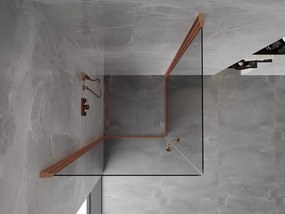 Mexen Mist-B Duo, 2-krídlový výklopný sprchový kút 80 x 80 cm, číre sklo, medený matný profil, 8A2-080-080-65-00
