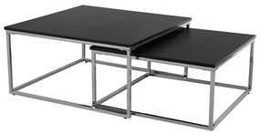 Konferenčné stolíky, set 2 ks, čierna/chróm, AMIAS