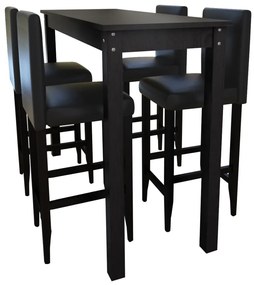 Barový stôl so 4 barovými stoličkami, čierny 160725
