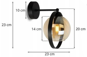 Nástenné svietidlo Haga Ring 1, 1x medové sklenené tienidlo (výber z 3 farieb uchytenia)