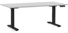 Výškovo nastaviteľný stôl OfficeTech C, 160 x 80 cm, čierna podnož, svetlo sivá