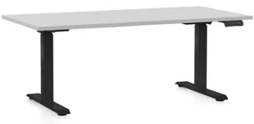 Výškovo nastaviteľný stôl OfficeTech C, 160 x 80 cm, čierna podnož, svetlo sivá