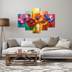 Obraz - Päť pestrofarebných kvetov (150x105 cm)