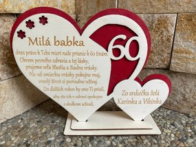 Dvojité červené srdce Milá babka 17 - 45 cm text na želanie