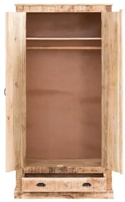 furniture-nabytek.cz - Masívna šatní skriňa Caribou z mangového dreva, lakovaná, prírodná farba – 90×60×180 cm