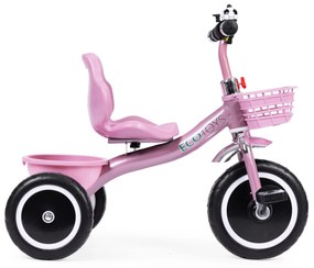 Trojkolka s košíkom a zvončekom ECOTOYS, ružová