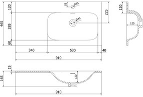 Mexen Orio, kúpeľňová skrinka 90 cm s pravým umývadlom Vela, 2S, 1D, biela lesklá, 91A13-09047-3-BBFFF00-W23P00