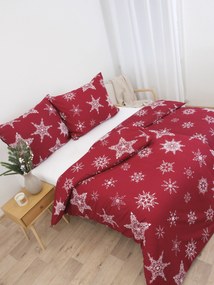 Vianočné bavlnené obliečky Renforcé - Snehové vločky červené