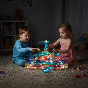 MULTISTORE Magnetické tehličky guľôčková dráha LED stavebné bloky culodrome 166 prvkov