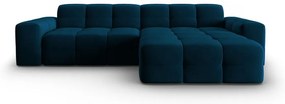 Tmavomodrá zamatová rohová pohovka (pravý roh) Kendal - Micadoni Home