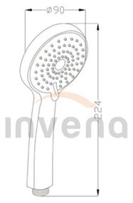 Invena Dafni, 3-funkčná ručná sprchová hlavica okrúhla, chróm-biela, INV-AS-02-002-X