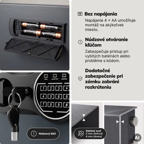 Depozitný trezor s vhadzovaním, elektronický zámok na kód, na peniaze a dokumenty, 345x455x300 mm: CEDRIC