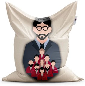 Sablio Sedací vak Money heist Profesor a jeho tím Béžová - 150x100 cm