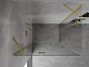 Mexen Mist-H Duo, 2-krídlový výklopný sprchový kút 115 x 70 cm, číre sklo, zlatý matný profil, 8A5-115L-070P-55-00