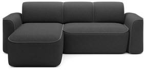 Tmavosivá rohová pohovka z textílie buklé (ľavý roh/s leňoškou) Ume – ELTAP