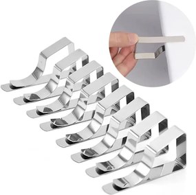 Kovové úchyty na obrus strieborné (8 ks)