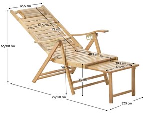 Záhradné kreslo, prírodné, bambus , URSEL